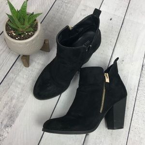 Spring black heeled booties